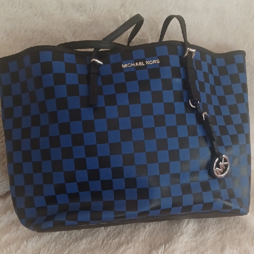 Michael Kors Blue Checkered Tote - HB286